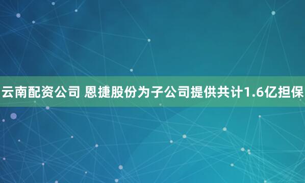 云南配资公司 恩捷股份为子公司提供共计1.6亿担保